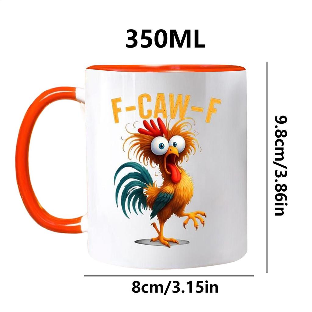 Funny F-Caw-F Chicken Coffee Mug 350ml Novelty Ceramic Rooster Coffee Mugs Tea Cup For Men Women Friends Chicken Lovers