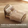Dollhouse Bed Wooden Miniature Sturdy for Children