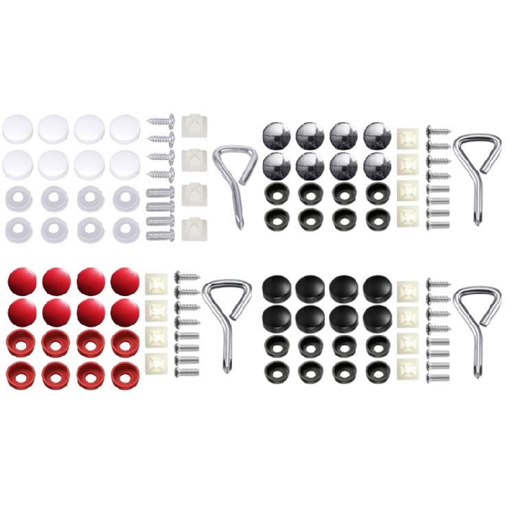 Universal Car Plate Mount Hardware Fastener Nut Car Number Plate Frame Holder Mounting Screws and Cover Caps Kit