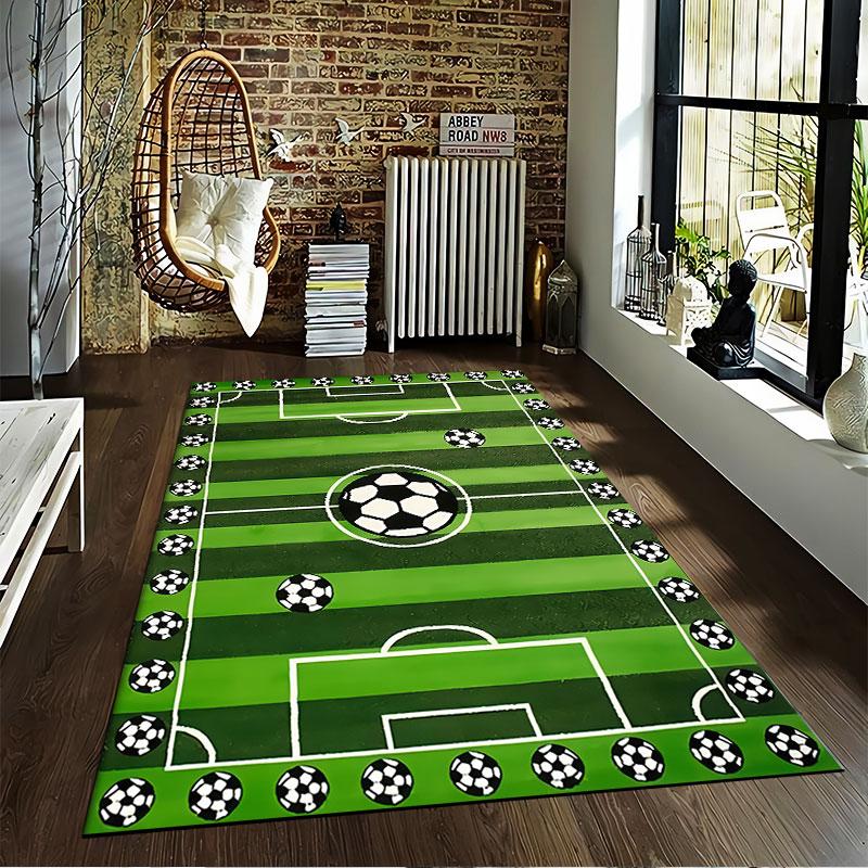 Tappeto Design Campo da Calcio adatto come tappetino antiscivolo per il soggiorno o il divano della camera da letto