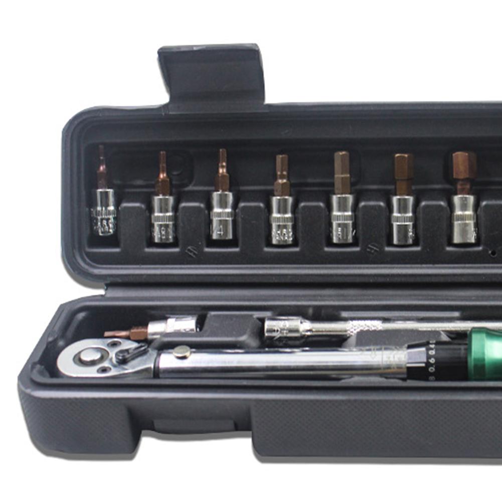 Torque Wrench Set 15Pcs 1/4" 2-24Nm Bike Allen Key Tool Socket Spanner Bicycle Repair Kit Bicycle Automotive Tool