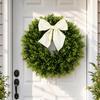 Artificial Boxwood Wreath Realistic Decorative ZeroMaintenance for Front Door,
