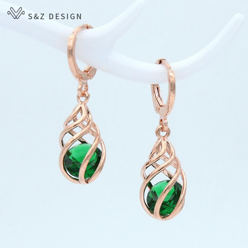 Fashion Spiral Hollow Cubic Zirconia Water Drop Dangle Earrings For Women Gift Jewelry Party Eardrop