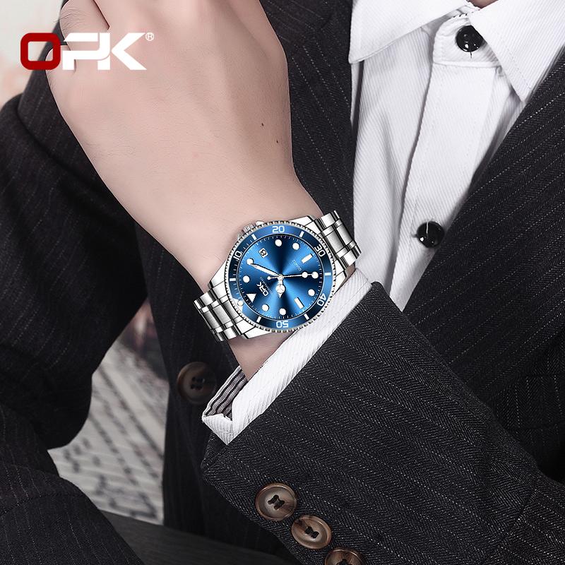 OPK 8118 Luxury Brand Men's Watches Auto Date Stainless Steel Original Classic Business Quartz Wristwatch for Man