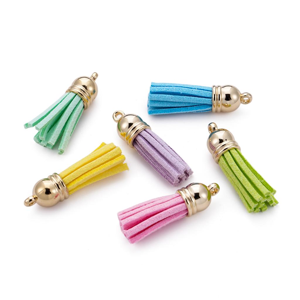 20pcs/lot 38mm Tassel Vintage Leather Tassels Fringe Pendant For DIY Keychain Jewelry Making Supplies Charms Accessories