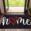 Black Door Mat with White Home Text and Red Heart Non‑Slip Rug for Warm and Cozy Home Entryway