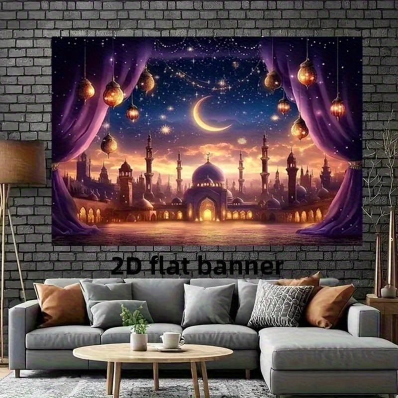 VIKAMA Eid Decorative Tapestry PersianStyle Nightscape Printed Wall Hanging Festive Party Backdrop Decoration Tapestry