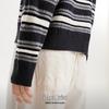 VEROMODA Women's Color Block Striped Knit Sweater with Scarf Detail