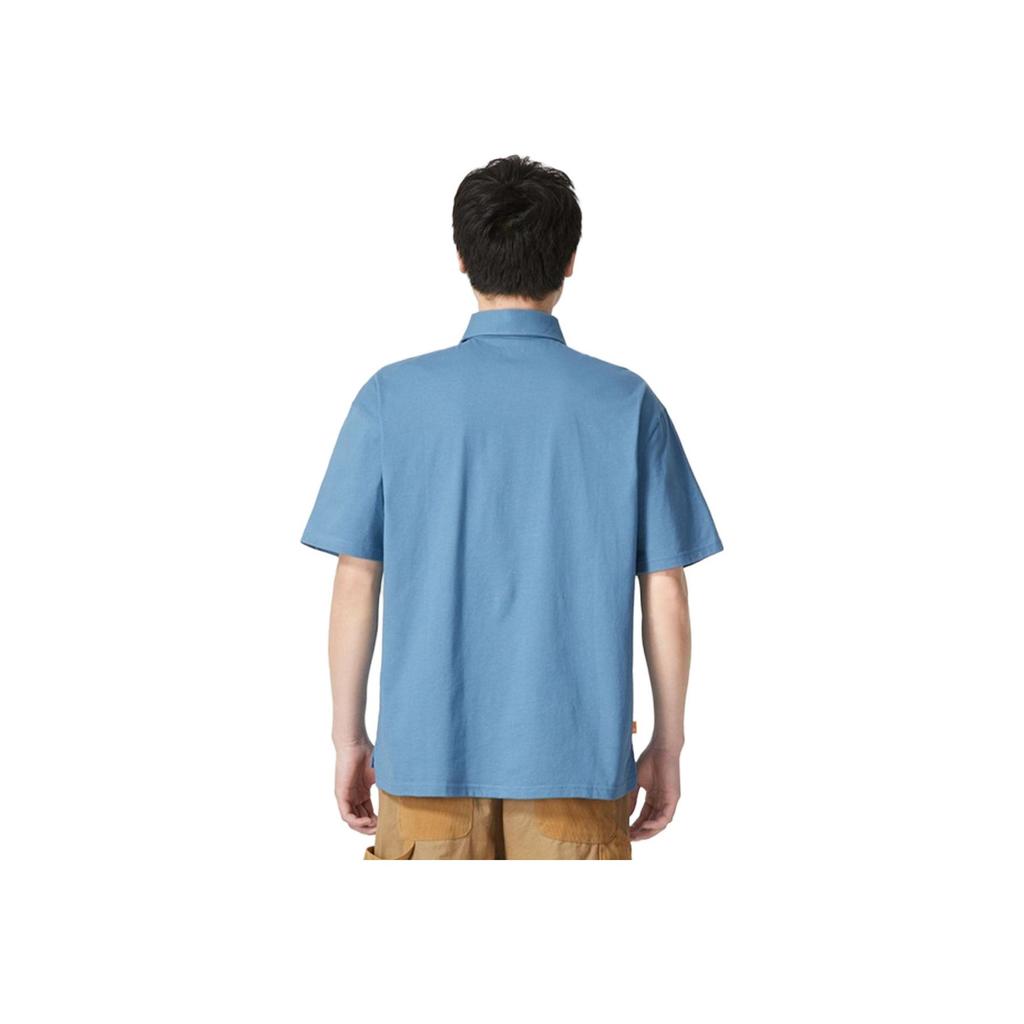 Timberland Solid Color Logo Casual Short Sleeve Polo Shirt Men tops Blue A27AFDJ5