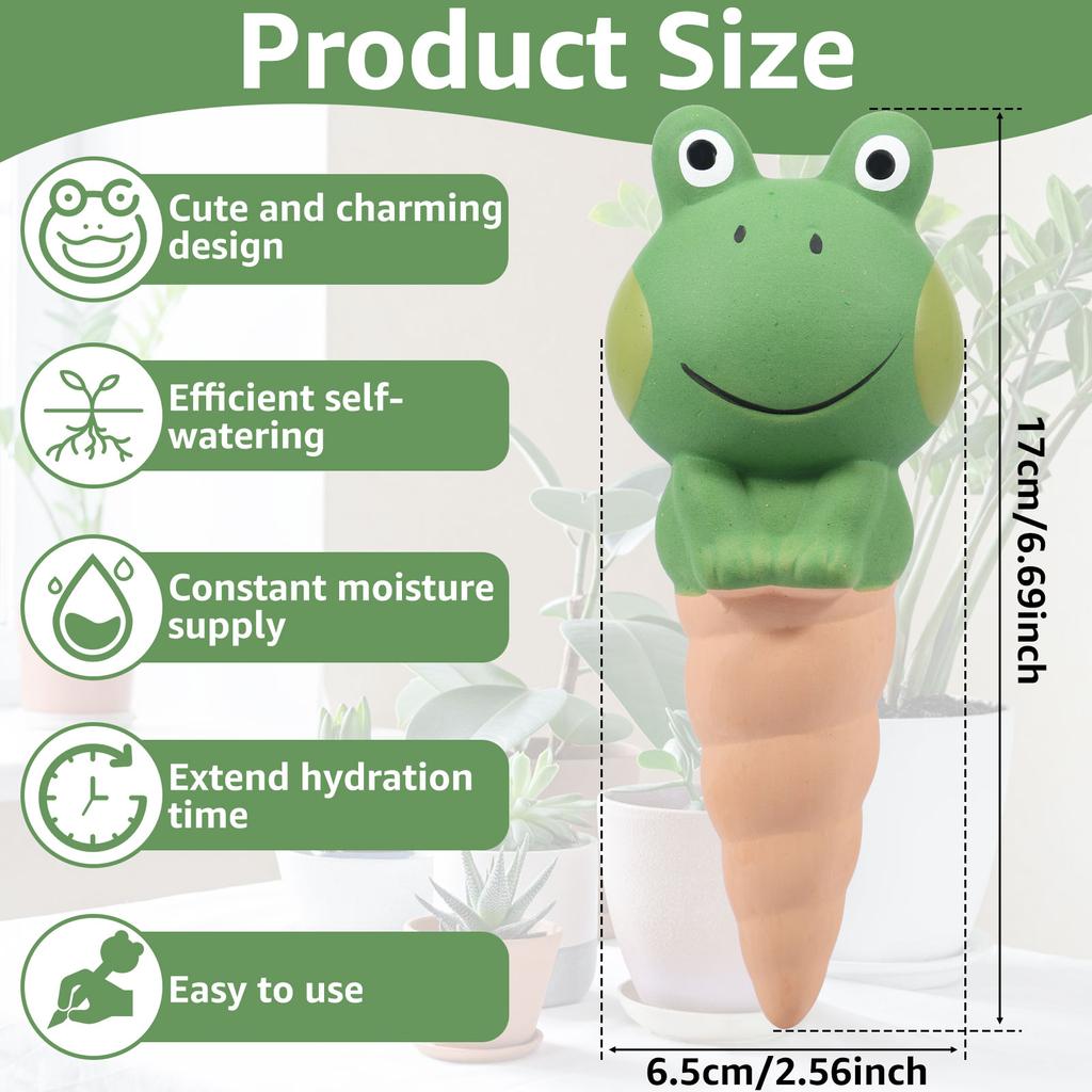 Automatic Potted Plant Watering System Frog Shape Ceramic Irrigation Spikes Efficient Self Watering Planter Insert Plant Waterer