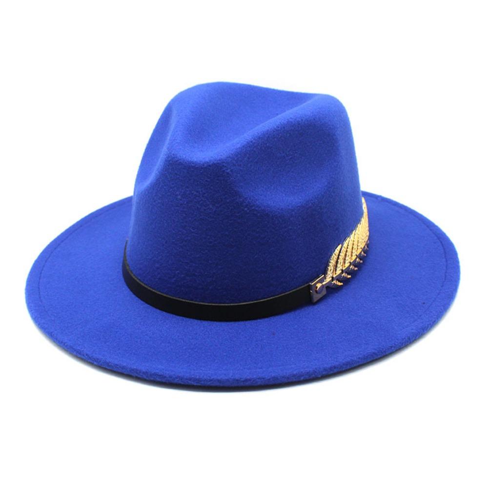Leaf Decoration Woolen Hats Formal Occasion British Vintage Hats Fashion Fedora Hat  Men Women