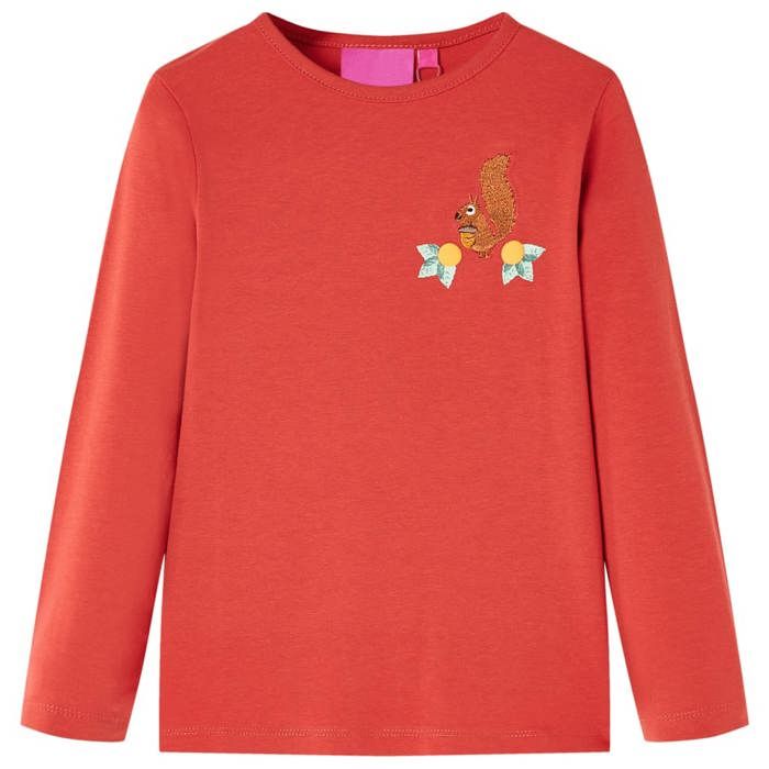 T-shirt enfants à manches longues rouge brûlé 92/104/116/128/140
