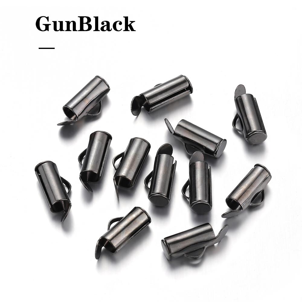 50pcs Fastener Tube Crimp End Caps Slider Clasp Bracelet Buckles for DIY Connectors Loom Jewelry Making Findings Accessories