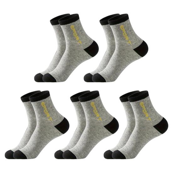 5 Pairs Men's Crew Socks Moisture-Wicking Athletic Socks Soft Breathable