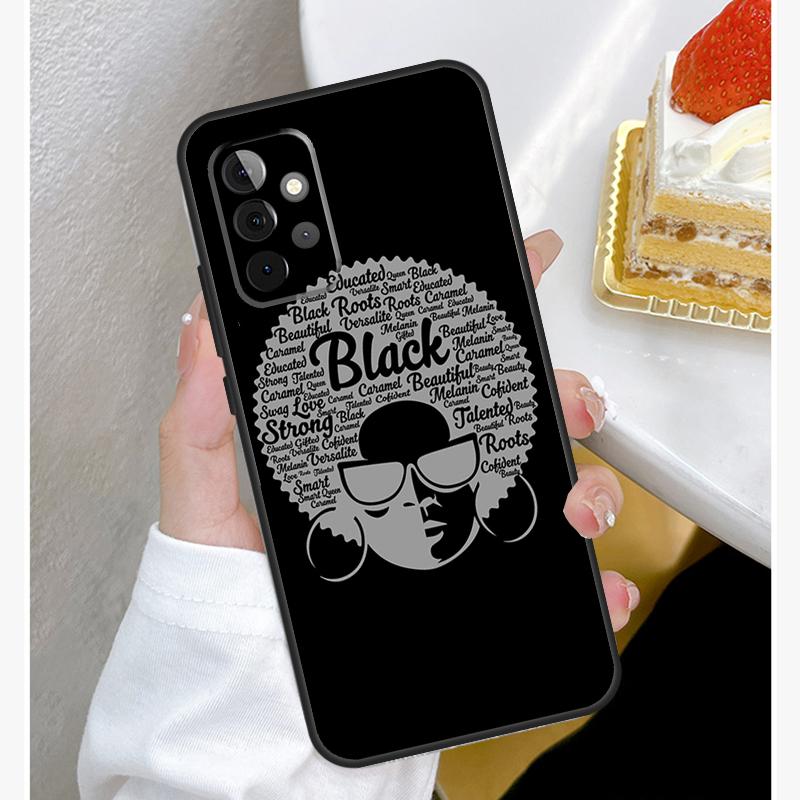 Beautiful Black Afro Girl Case For Samsung Galaxy A55 A35 A15 A14 A34 A54 A73 A53 A33 A23 A13 A12 A32 A52 A51 Cover