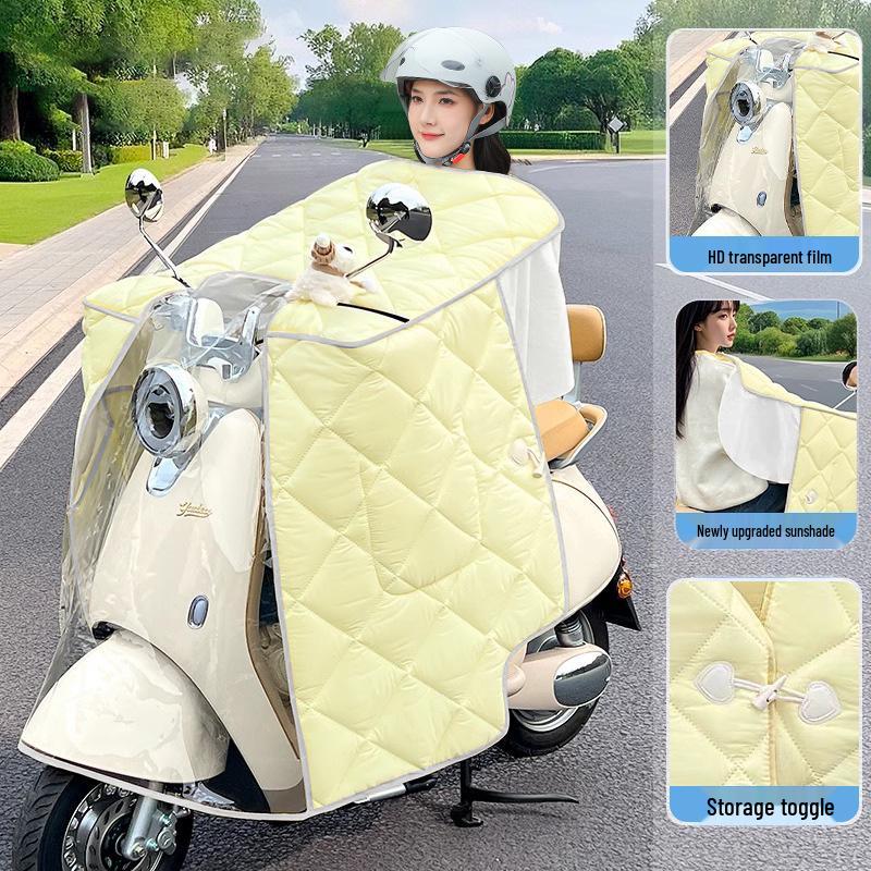 Thickened Windproof Winter Quilt for Electric Car & Motorcycle - Extra Large, Warm, and Coldproof Cover with Widened Shoulder Protection