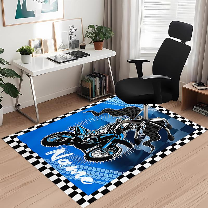 Tappeto Stampato Moto da Fuoristrada con Nome Personalizzato, per Sedia da Ufficio Soggiorno Camera da Letto Cucina Decorazioni Regali.