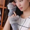 Solid Color Plush Knitted Half Finger Gloves Thickened Warmth Gifts Fashion