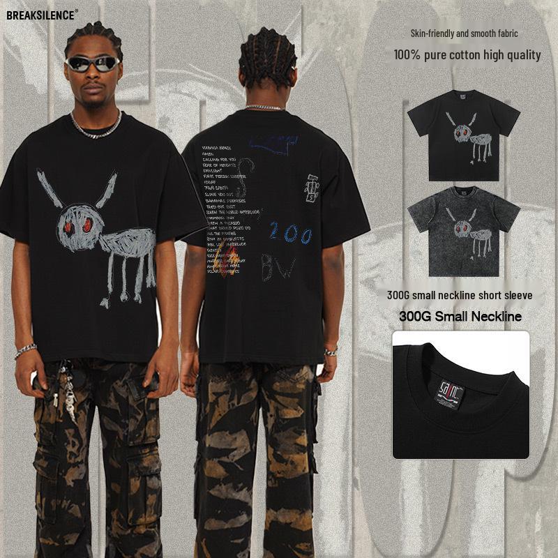 

Мужская хлопковая футболка с принтом американского ретро-утки, с коротким рукавом, издание лето 2025 M