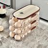 Automatic Rolling Egg Container Fridge Storage Box Food Grade BPA Free Transparent Stackable Fridge Organizer with Lid
