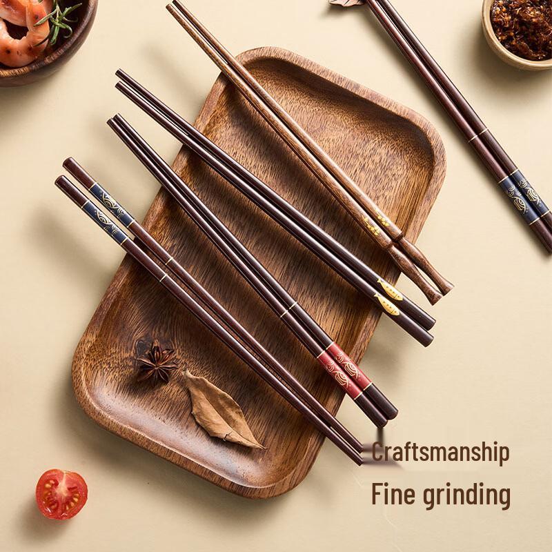 Kemando Red Sandalwood Wood Chopsticks, 5 Pairs
