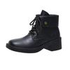 2025 New Boots Woman Retro Mid Heeled Short Boots with Lace Up Thick Heels with Low Heels Casual and Fashionable Ankle Boots