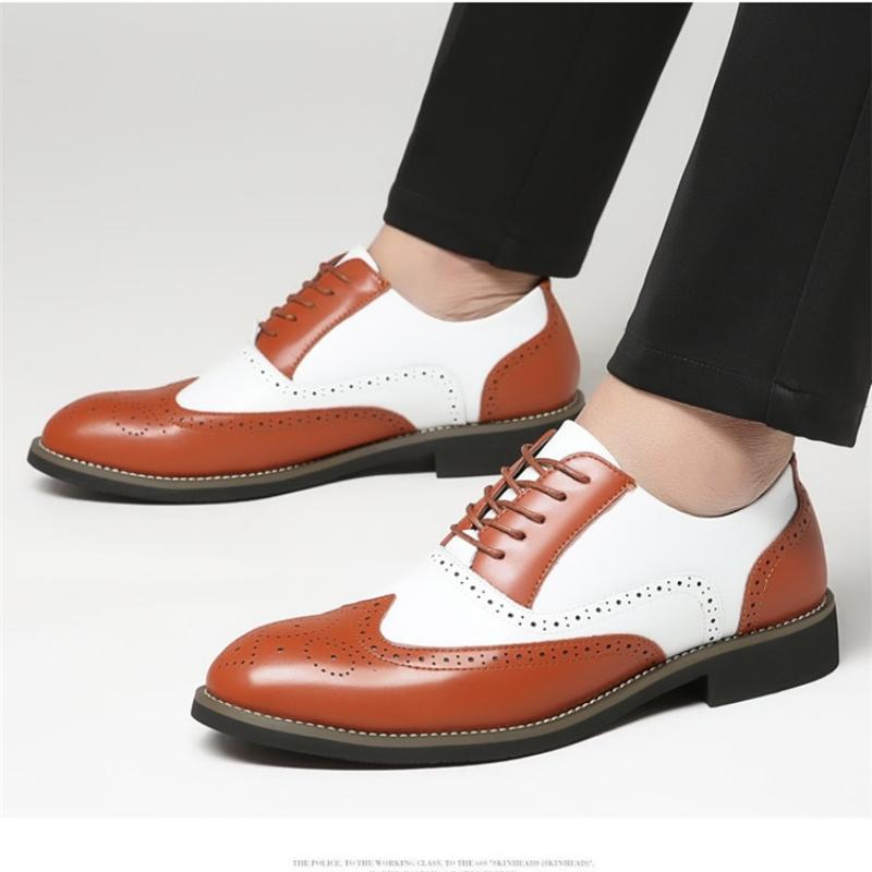 Men Dress Shoes Genuine Leather Fashion Groom Wedding Shoes Luxury Italian Style Oxford Shoes Mens Business Office Work Footwear