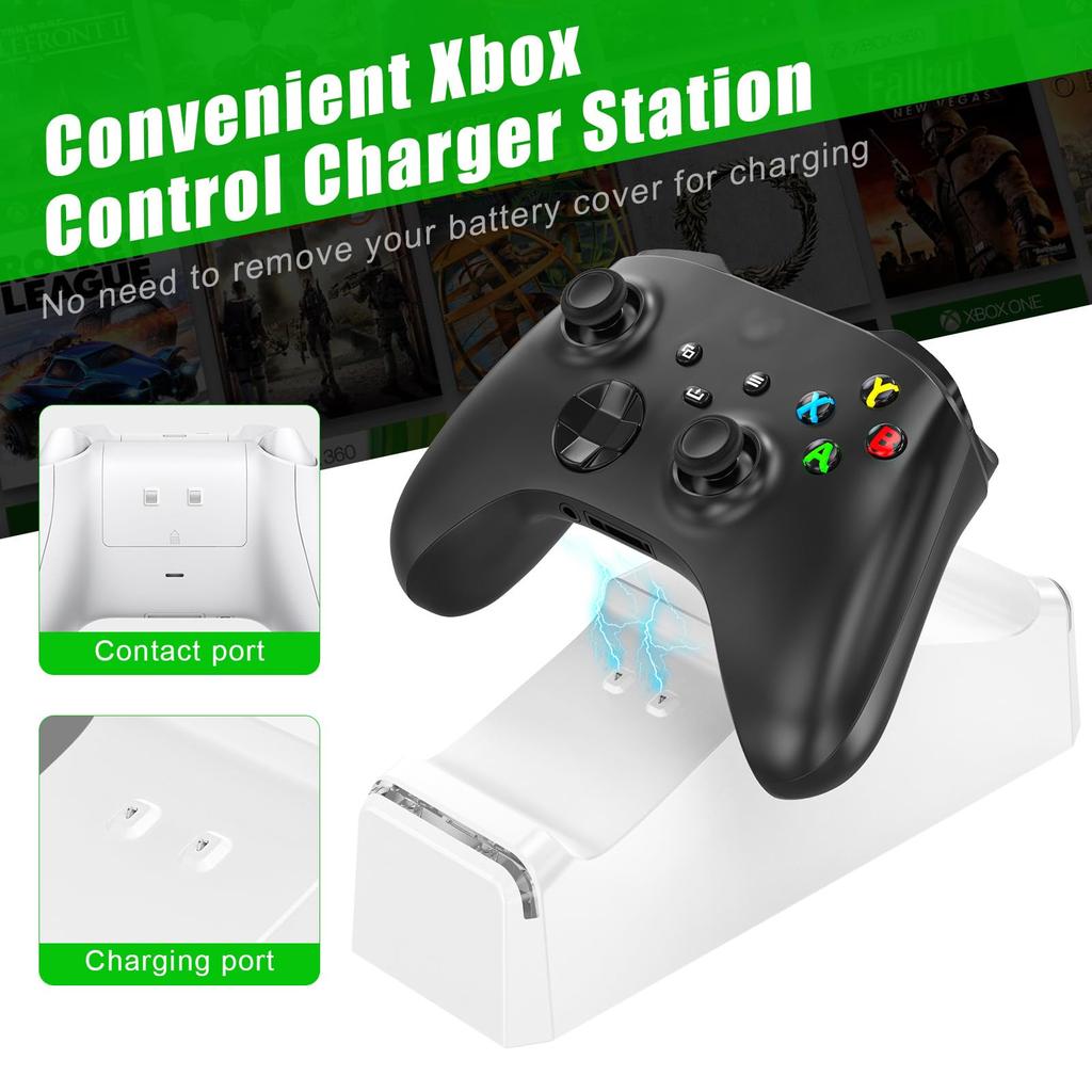 Nabíjecí stanice KEKUCULL Dual Dock pro Xbox Series a Xbox S Efektivní nabíječka ovladače Xbox se dvěma 1100mAh dobíjecími bateriemi X/S