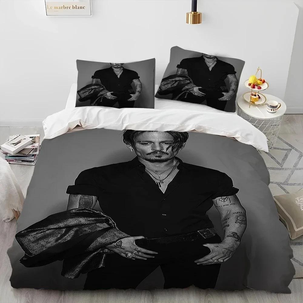 3D Printing Johny Dep Series Warm Comforter Beding Set,Soft Duvet Cover Bed Linen Set Comfortable Quilt Cover Pilowcase,king Quen Sized Dimensions