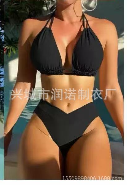 New Sexy Solid Color Fashion Swimsuit Bikini Women s Split Bikini Swimsuit S