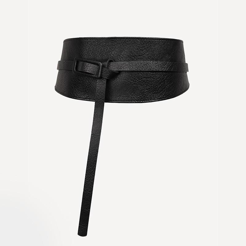 Womens Faux Leather Wide Waist Belt With Tie Closure For Summer Fashion Accessories