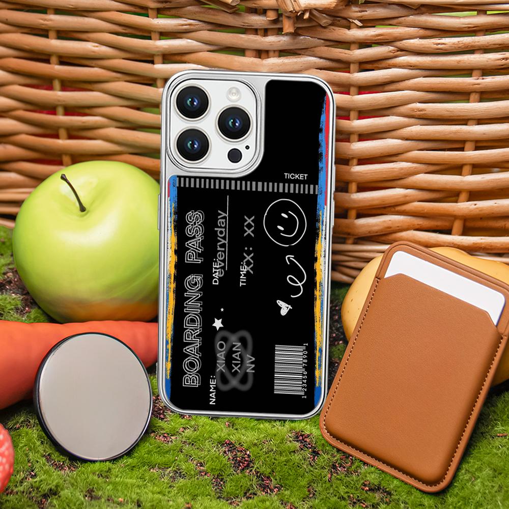 Lucky poster fashion web design Phone Case for iPhone 16 15 14 13 12 11 Pro Max Sheepskin Silver-edged protective case