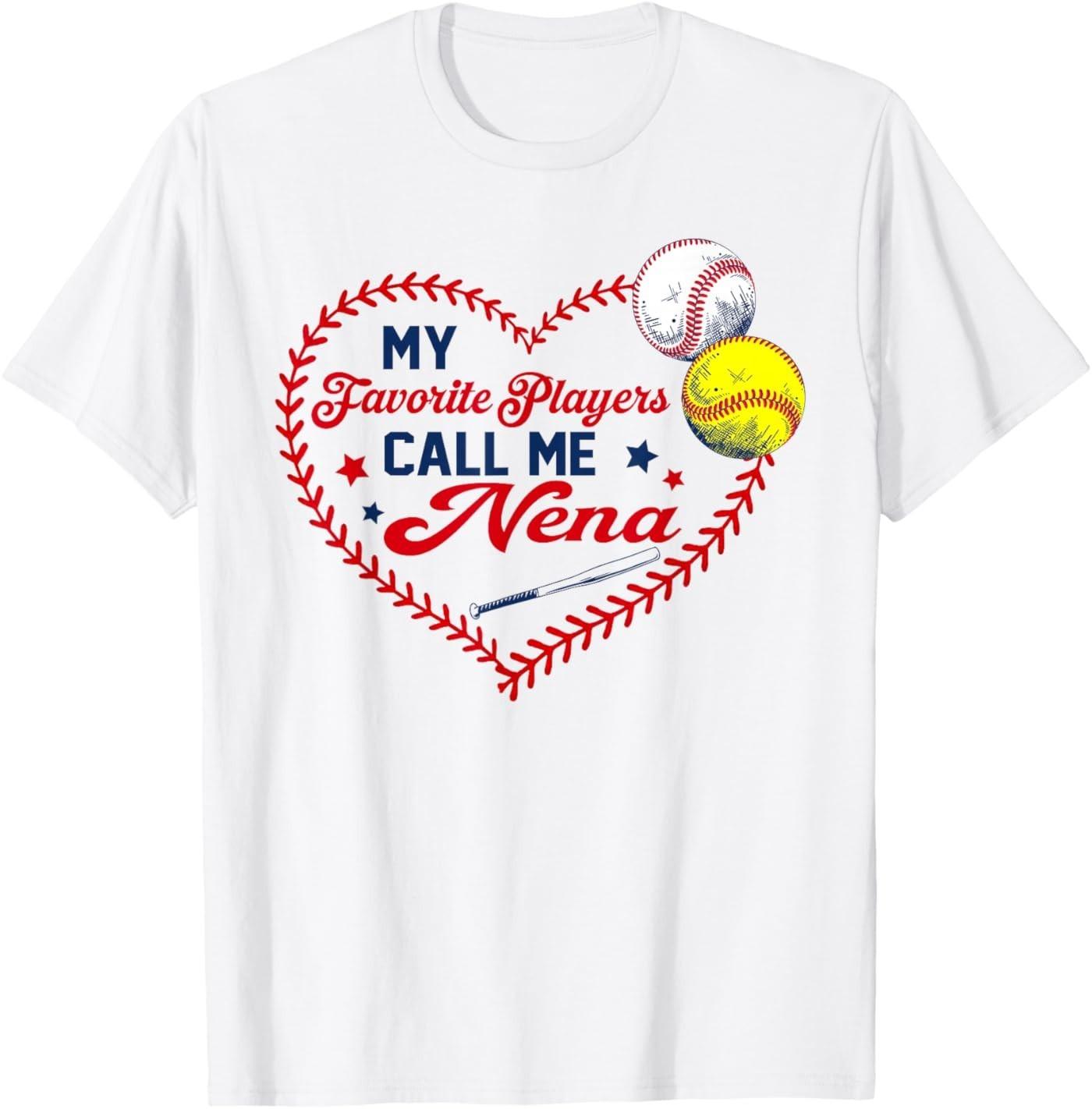 

My Favorite Players Call Me Nena Baseball Softball T-Shirt S разноцветный