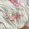 Peter Garden Rabbit Bedding Set Double Layer Lace Plaid Duvet Cover Set Bed Sheets Set Pillowcase Single Double Queen Size Decor