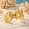 Fashion Shell Starfish Stainless Steel Cuff Bracelet for Women Boho Heart Conch Open Bangle Summer Party Jewelry Gift