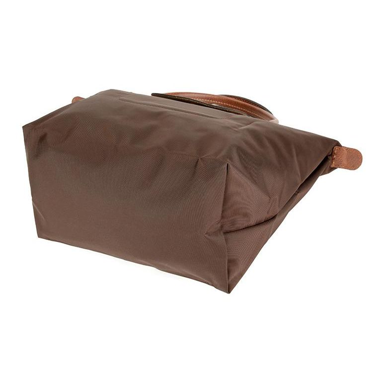 Longchamp Le Pliage Original Minimalistisch Pendler Logo Strukturiertes Nylon-Canvas und Leder Knödel-Tragetasche Klein Damen-Tragetaschen Ebenholz 1621089P81