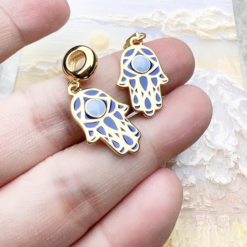 Golden Hand of Fatima Lucky Charm Pendant Vintage Talisman Gift For Women Men 925 Silver Jewelry