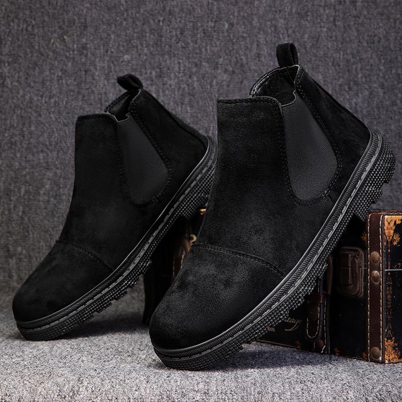 Retro Trend Pánské Chelsea boty Podzim Zima Pánské Studentské Vysoké Kotníkové Chodící Ležérní Boty Černá Khaki Semišové Kotníkové Polobotky