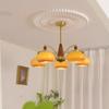 Vintage Persimmon Cream White Glass 8-Light Pendant Lamp