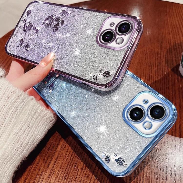 Applicable To Apple 17 Immortal Flower Mobile Case Glitter Rhinestone IPhone 16 ProMax Electroplating Anti Fall 15 Protection Case
