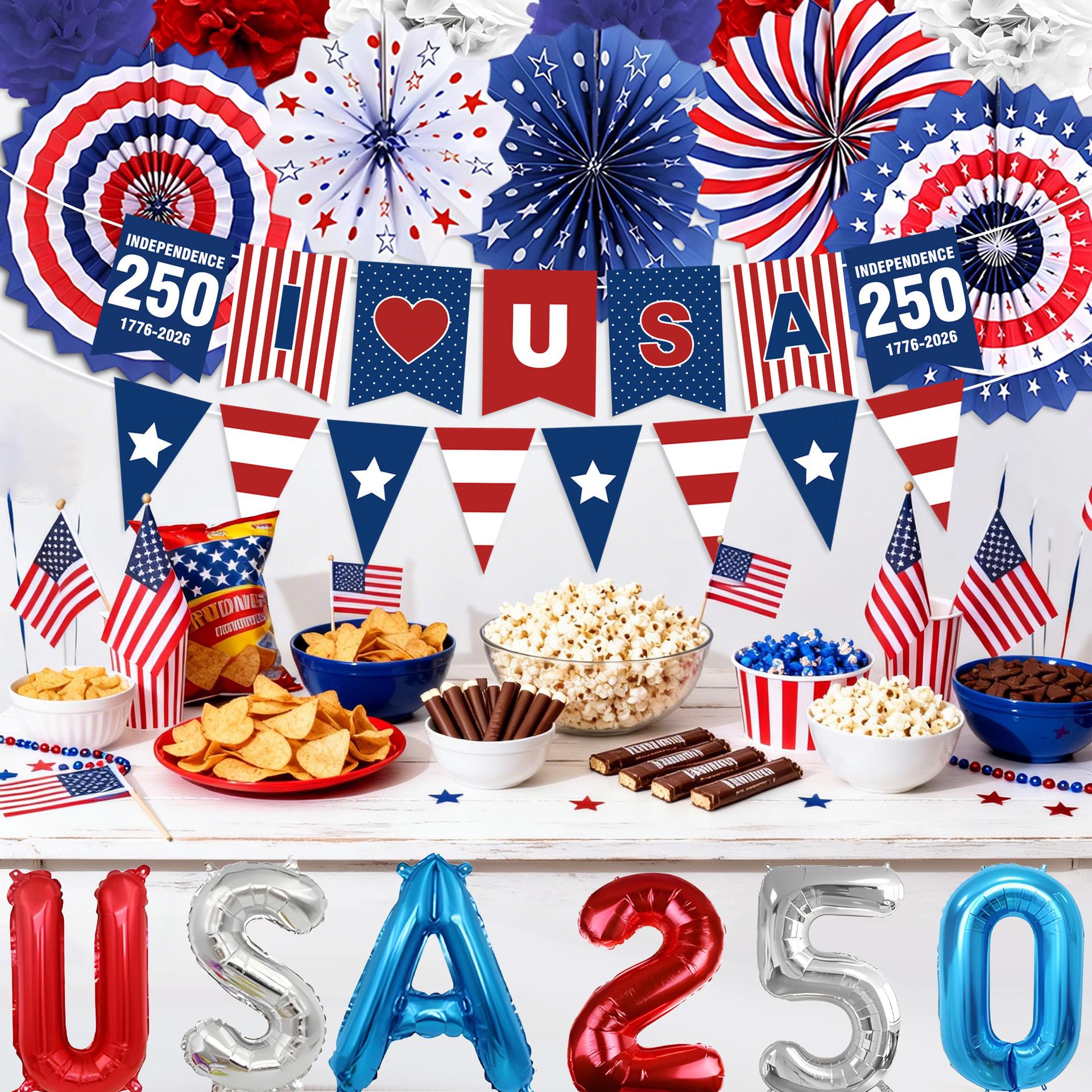 

Independence Day 250th Anniversary Party Decoration Set, Containing Seven Decorations, Suitable For Celebrating Independence Day One Size