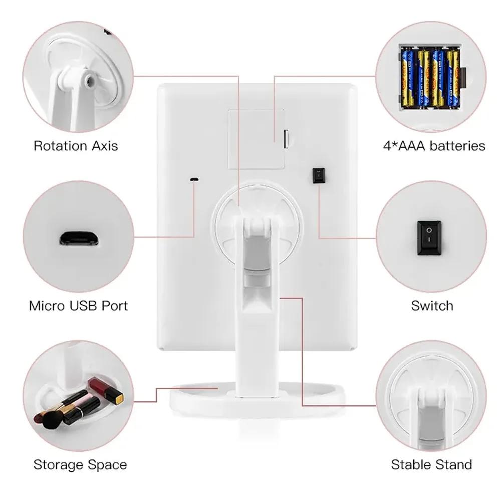 LED Vanity Makeup Mirror with Touch Control, Adjustable Lighting 1X, 2X, 3X Magnification, Trifold Design Ideal Gift for Women