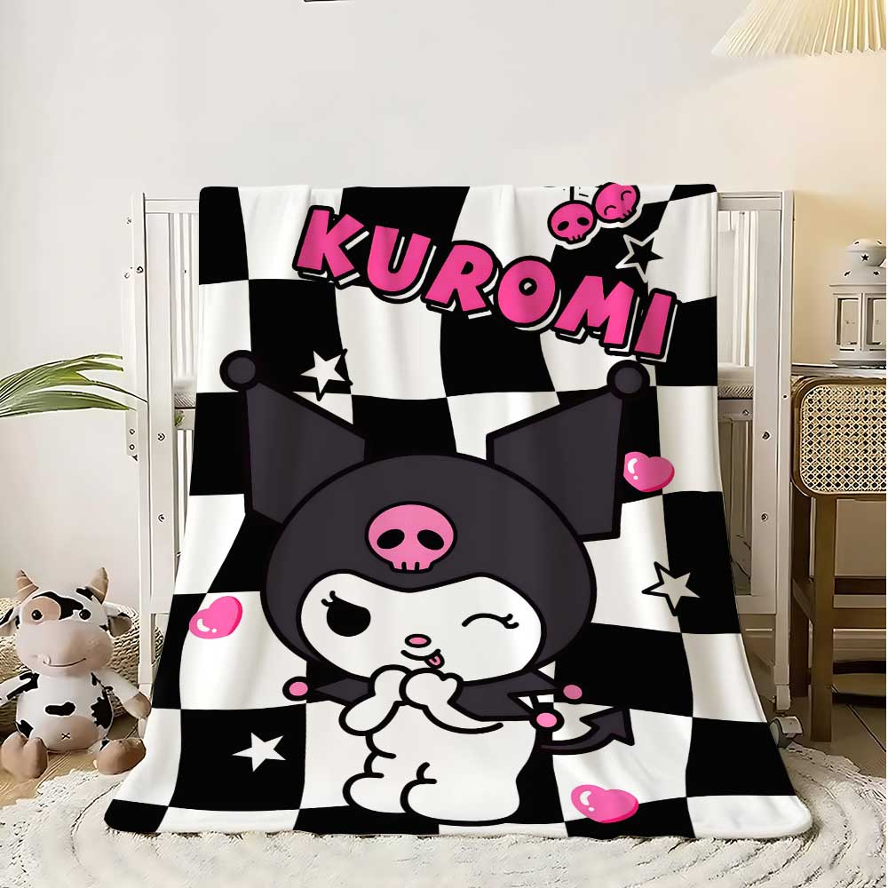 Kawaii Kuromis Flannel Blanket for Sofas Luxury Blankets and Throws Fluffy Plaid Home Interior Sofa Throw Knee Soft Nap Bed & &
