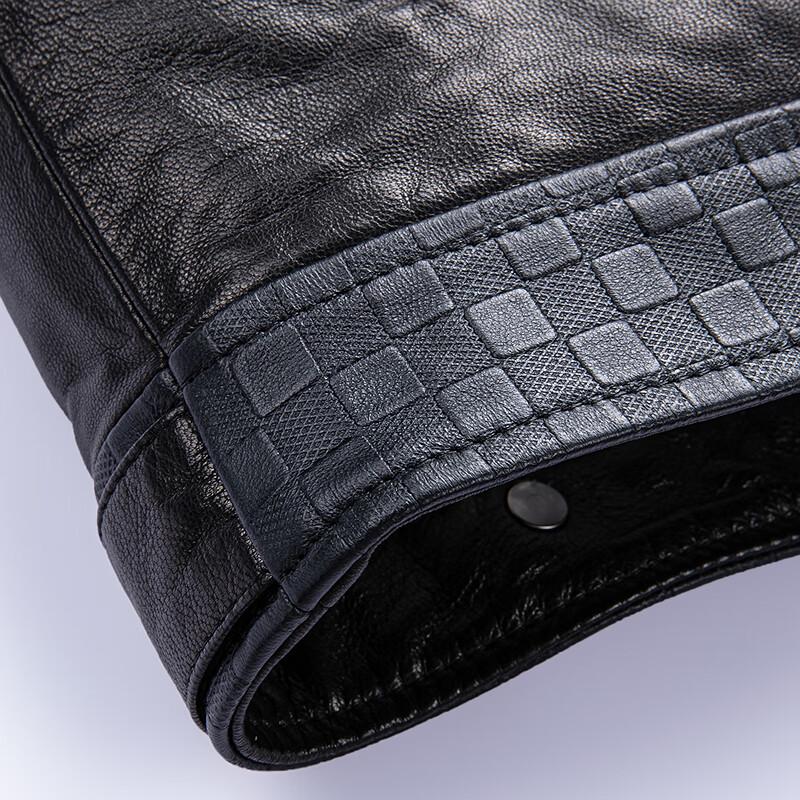 FAPAI Men's Genuine Goatskin Turn-Down Collar Leather Jacket