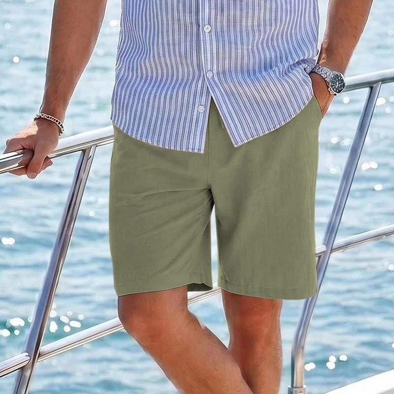 Men s Elastic Waist Drawstring Outdoor Vacation Shorts Beach Loose Fit Mid-Length Casual Shorts for Summer L армия зеленый