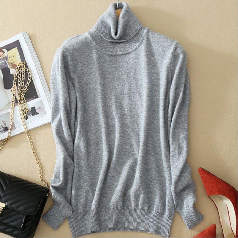 Women's Winter Slim Sweater Knit Turtleneck Soft Cashmere Wool Long Sleeve Pullover