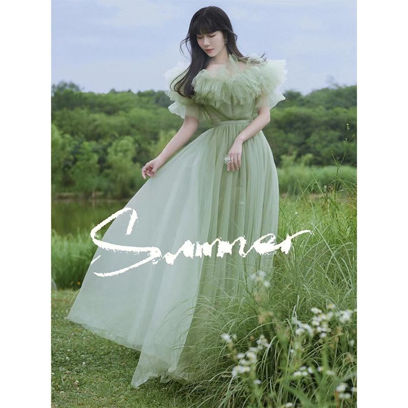 Wedding dress 2025 new idyllic green fairy costume girl