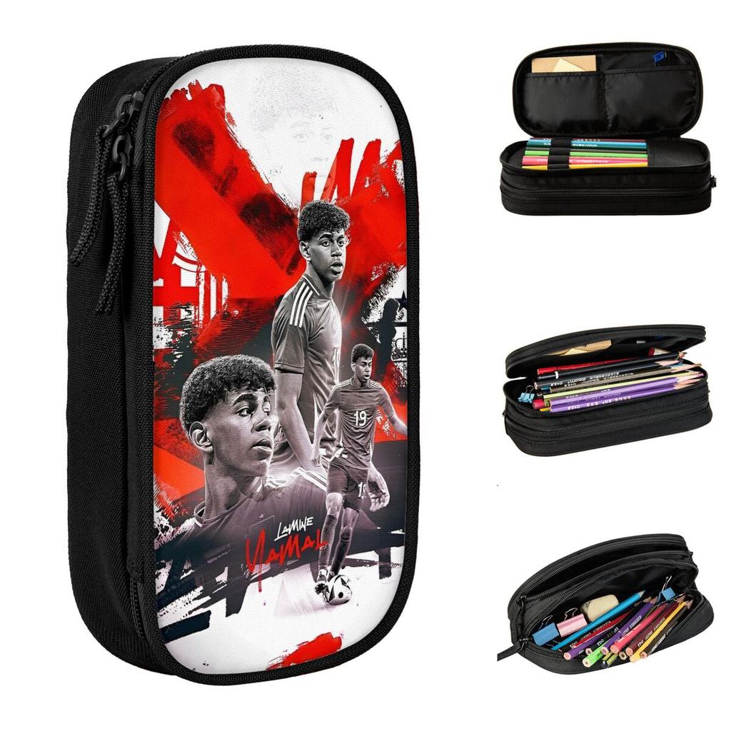 New Lamine Y-Yamal Soccer Number 19 Pencil Case Pencil Pouch Pen Box Kids Big Capacity Bag Office Gifts Stationery