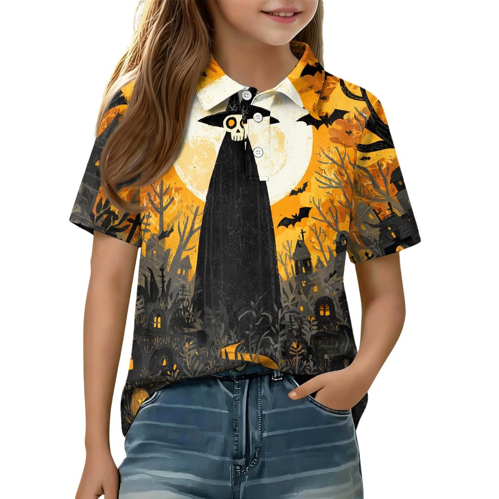 Kids' Halloween Print Shirt Casual Short Sleeve for Boys Girls Party Wear