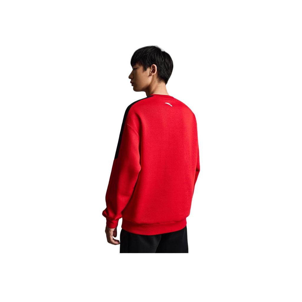 Anta Training Series Wide Stripe Design Logo Pullover Long Sleeve Sweatshirt Men Sweatshirt Red 952237715-2